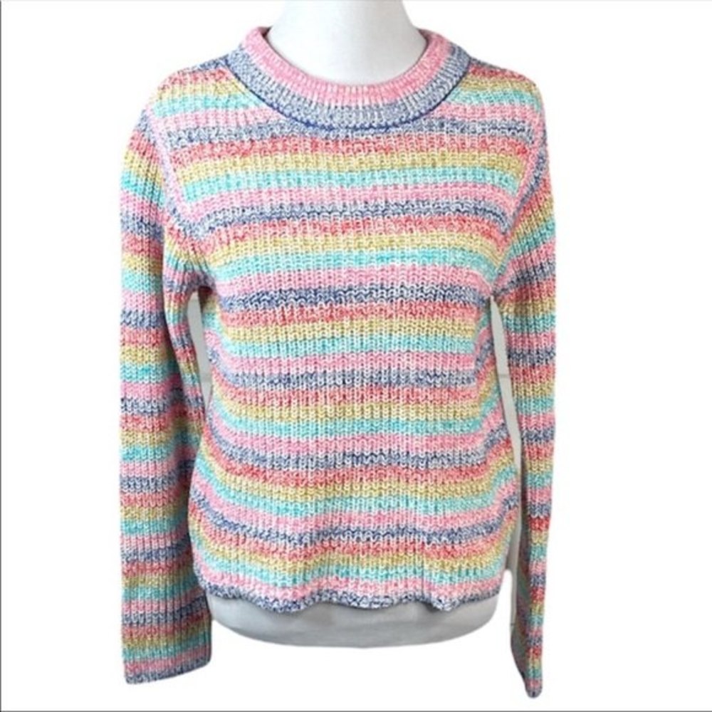 Philosophy Striped Rainbow Knit Sweater, Multi Color, X-Large
